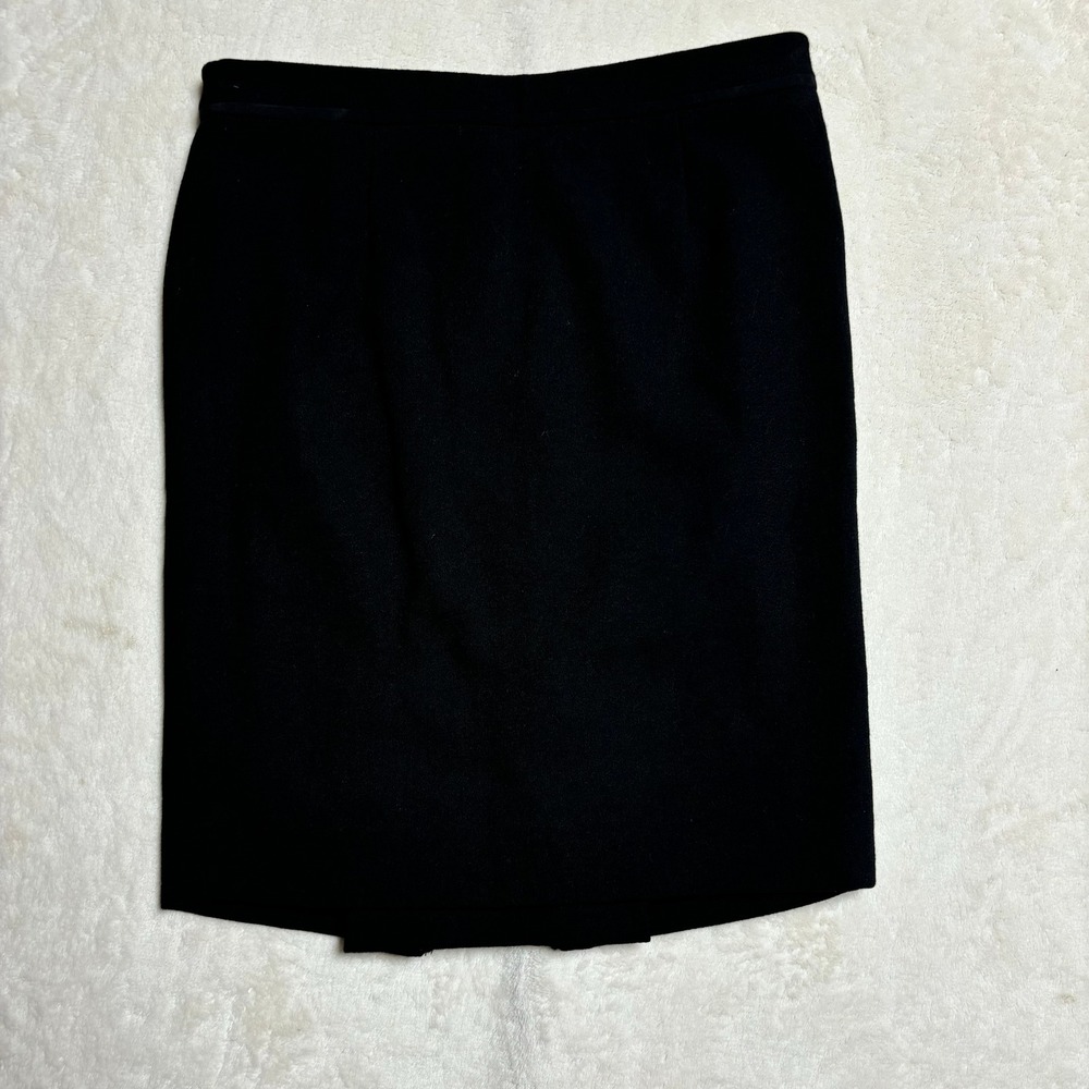 Tory Burch‎ Womens Black Pencil Skirt Size 0 Back Slit Wool Quiet Luxury Lined